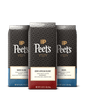 Three Peet's coffee bags with different blends on a black background