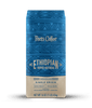 Peet's Coffee Ethiopian Super Natural Dark Roast Coffee beans in a blue and tan 16 ounce bag