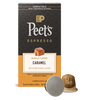 Peet's Espresso Caramel coffee capsule packaging with a single capsule on a white background
