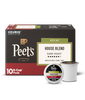 Box of Peet's K-Cup coffee pods with a single pod on a white background