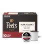 Peet's Coffee French Roast K-Cup pods packaging with a single pod displayed.